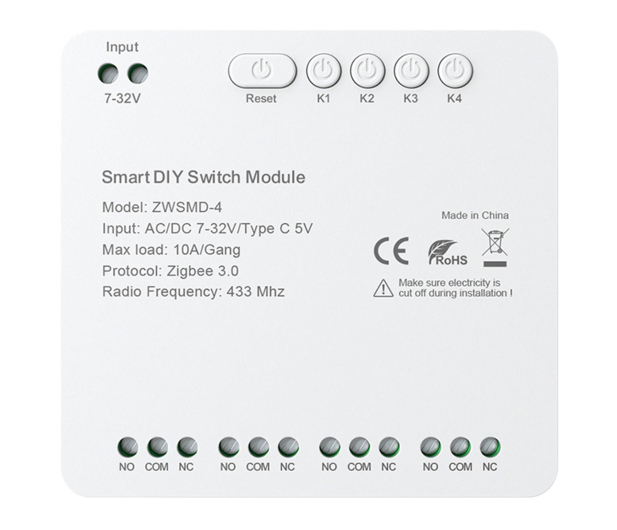Avatto 4-kanałowy moduł przełącznika ZigBee ZWSMMD-4-32V - 1510621 - zdjęcie